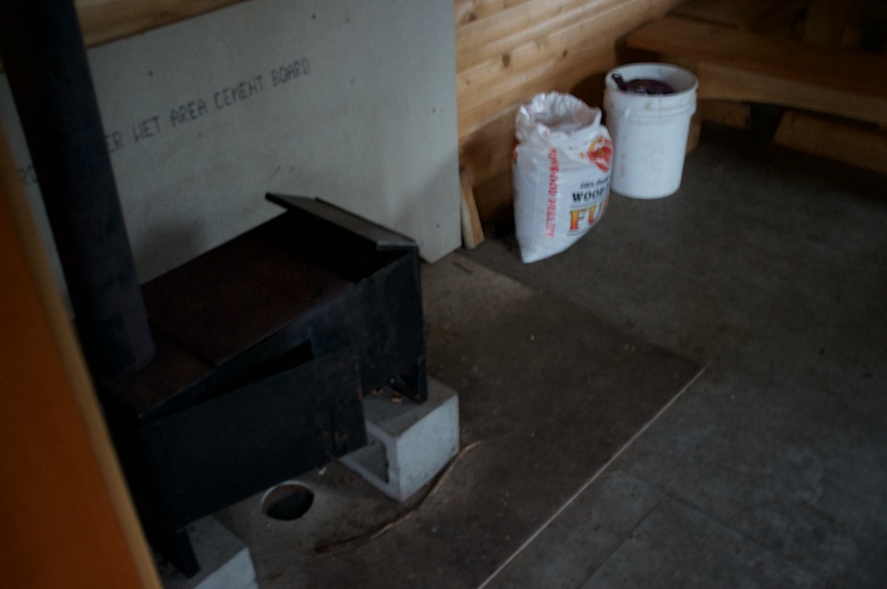 Walt Hill Hut - pellet stove!